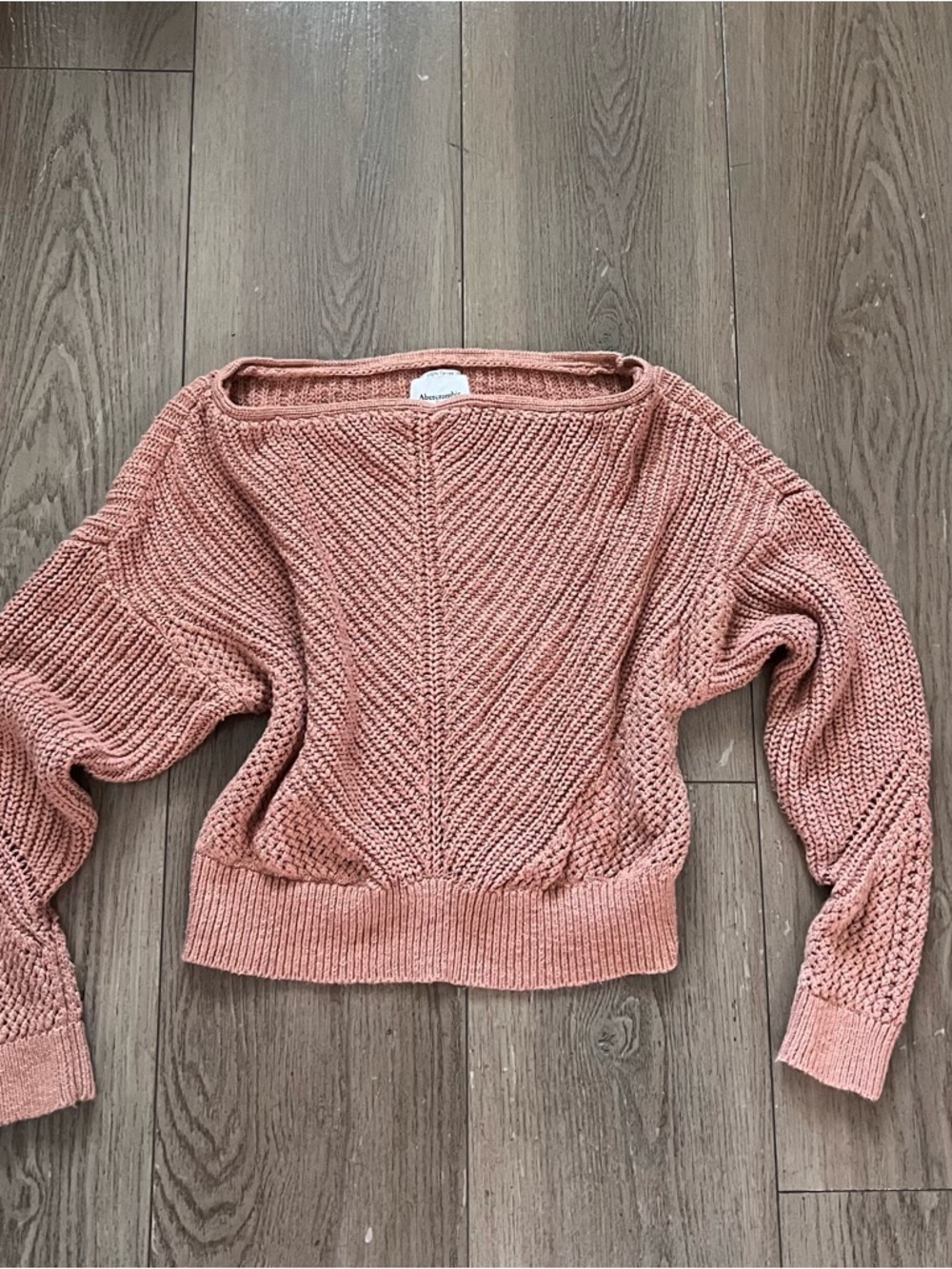 Abercrombie & Fitch Blush Pink Off-the-Shoulder Knit Sweater